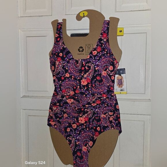 Lands' End Purple Paisley Swimsuit New Withbtags Small - Picture 2 of 6